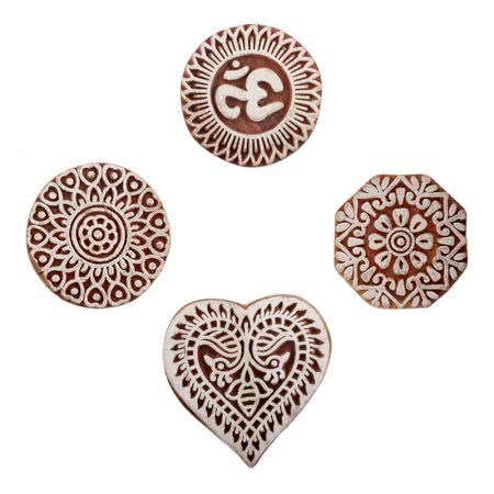 Set of 4 Piece New Mix Wooden Printing Block